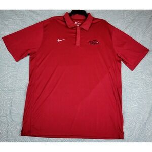 Nike Dri Fit Arkansas Razorbacks Polo Shirt Red XL Mens Golf Athletic Embroider